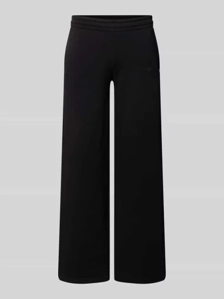Spodnie dresowe o kroju straight fit z mieszanki bawełny z nadrukiem z logo Review czarne