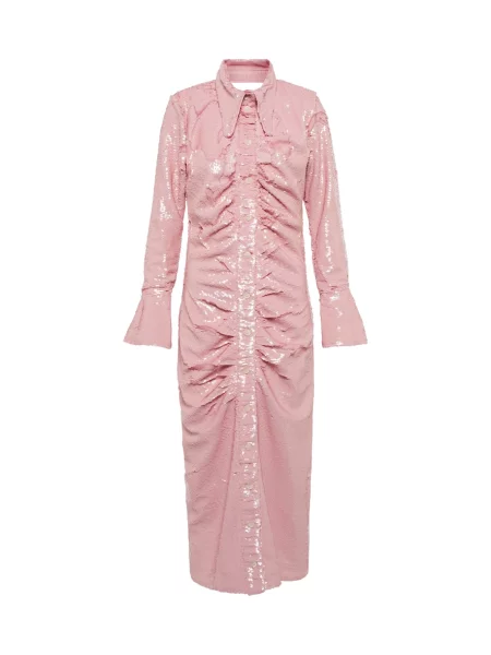 Rochie tip cămașă Ganni de costum roz