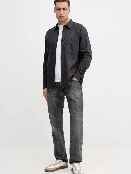 Calvin Klein Jeans koszula regular z kołnierzykiem klasycznym szary