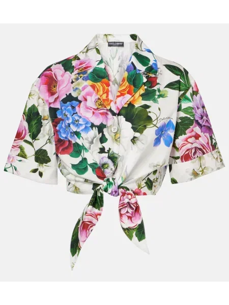 Srajca Dolce&gabbana s cvetličnim vzorcem obrezano bela