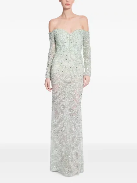 Rochie maxi Elie Saab cu broderie verde