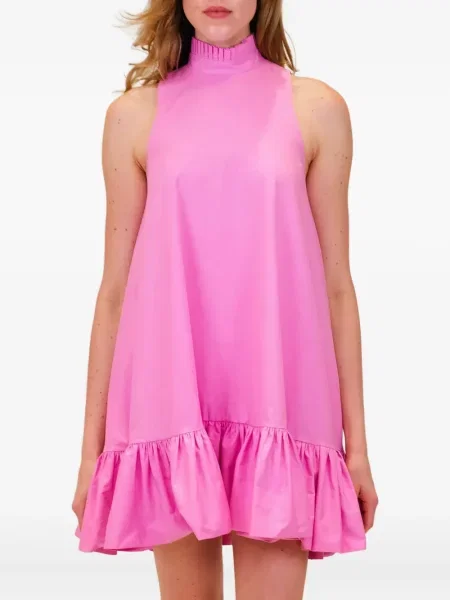 Rochie mini Azeeza cu volane cu gât halter de costum roz