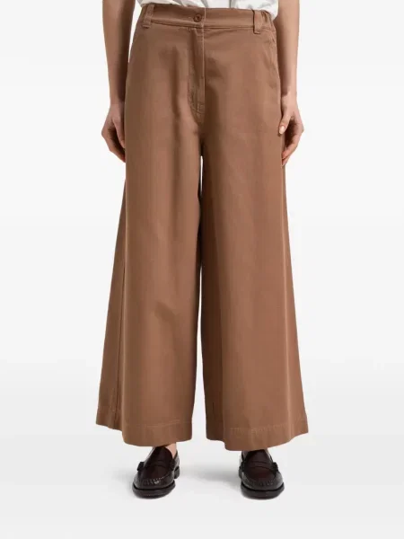 Podróż spodnie Weekend Max Mara z kieszeniami zapinanymi na guziki brązowe