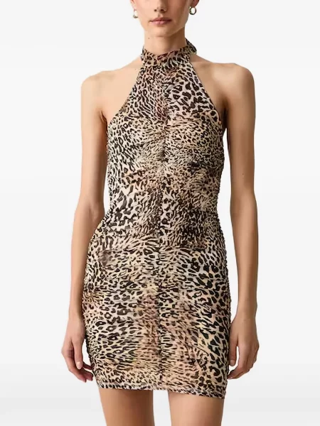 Rochie mini Guess cu imagine cu model leopard maro