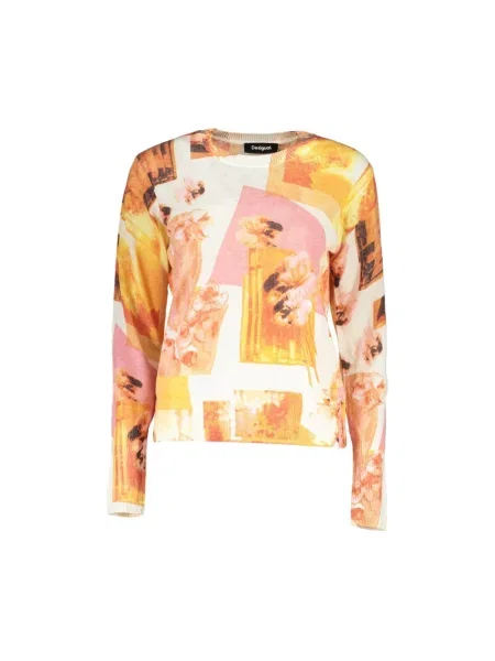 Lniany sweter Desigual biały