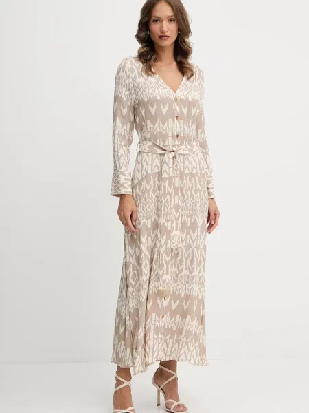 Рокля Marciano Guess BRITNEY дълга разкроена бежово