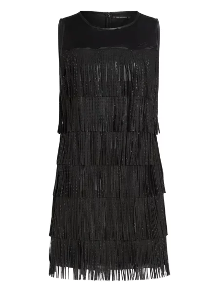 Rochie mini Karl Lagerfeld cu franjuri de costum negru