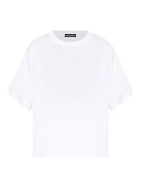 Tricou Dolce & Gabbana cu broderie scurt alb