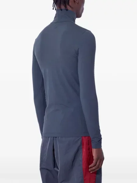 Tricou Lacoste cu imagine cu guler înalt stretch gri