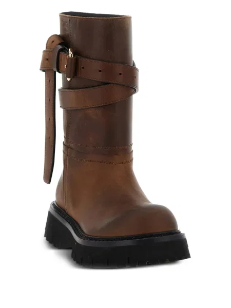 Kožené kotníkové boty Moschino hnědé