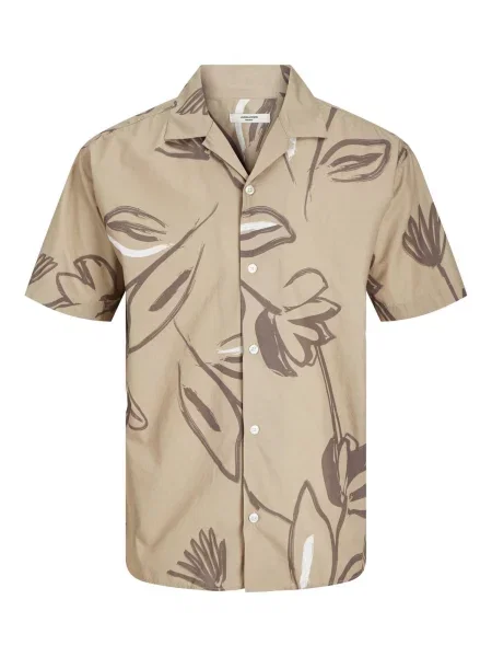 JACK & JONES Cămașă Palma Resort bej / maro alb