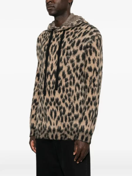 Hanorac cu glugă Laneus cu imagine cu model leopard cu cordon