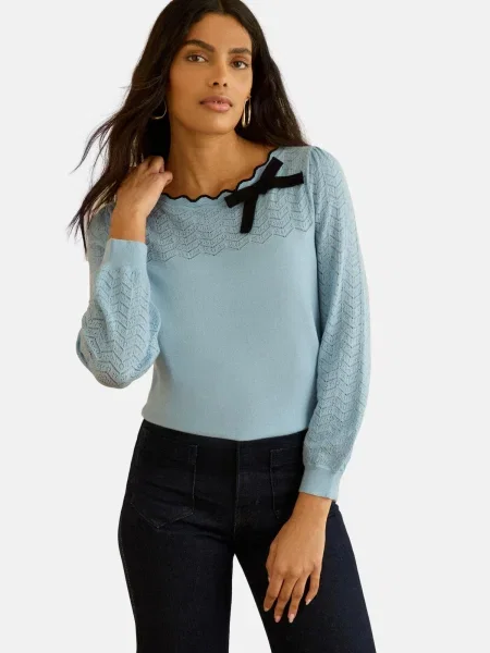 Love & roses Pulover albastru deschis negru