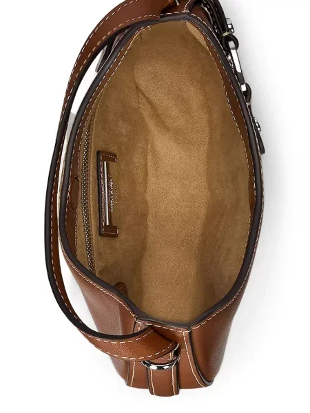Кожаная сумка Lauren Ralph Lauren коричневая