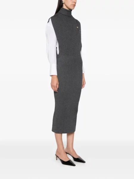 Rochie midi Twinset tricotate gri