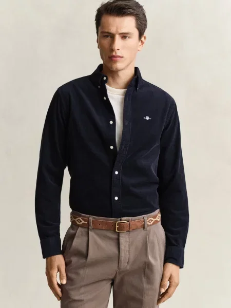 Gant koszula z sztruksu Mężczyźni Regular Fit Sztruks M niebieski