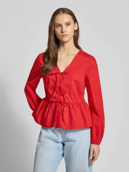 Koszula z długim rękawem z czystej bawełny w kroju slim fit Marc O'polo Denim czerwona