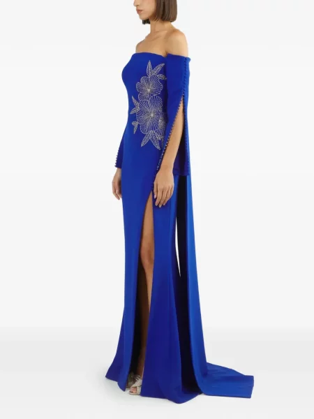 Rochie Gattinolli By Marwan cu broderie cu model floral albastru