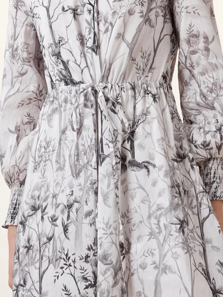 Lněné šaty AllSaints SKYLAR MAXI midi bílá