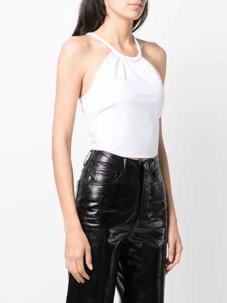 Τοπ Red Valentino με κορδόνια με δαντέλα με halter λαιμόκοψη λευκό