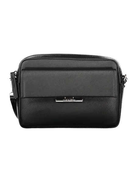 Lniana torebka crossbody Calvin Klein czarna