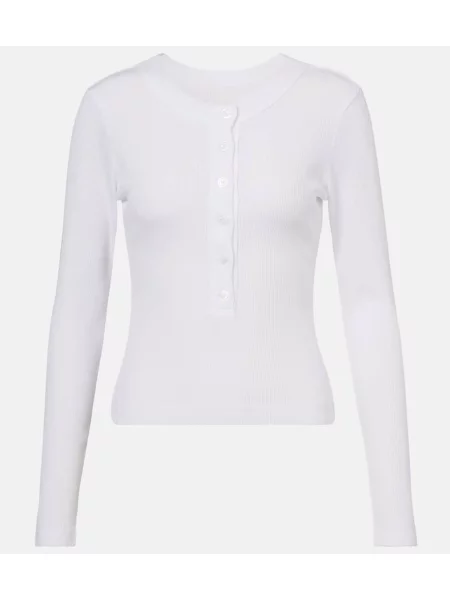 Cămașă Citizens Of Humanity tricotate cu guler henley alb