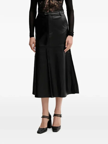 Fustă midi Bardot până la genunchi negru