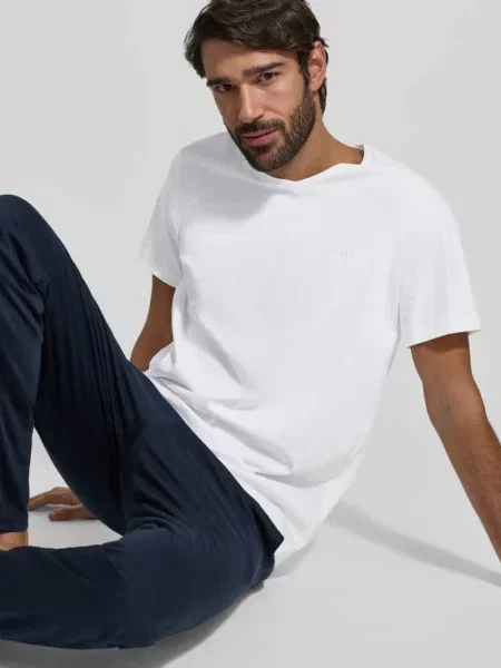 T-shirt z dekoltem w serek w zestawie 2 szt. model ‘ComfortS’ Boss biała