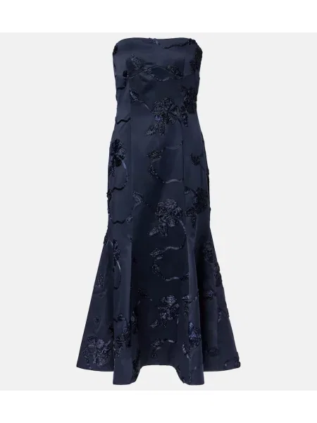 Rochie midi Rotate cu model floral până la genunchi de costum albastru