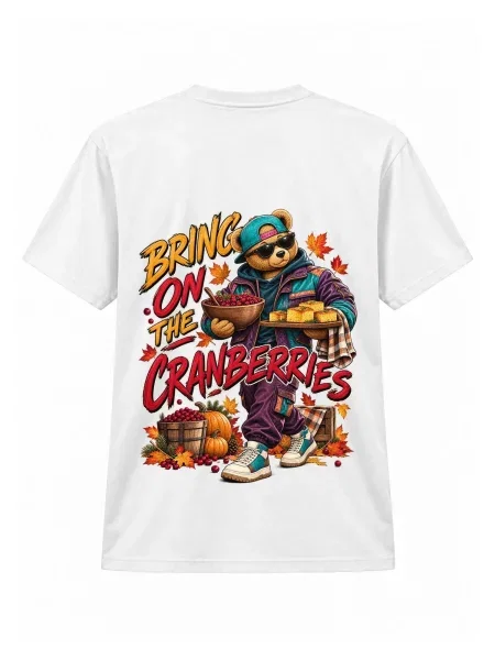 LUNØIR Studio Majica TEDDY Thanksgiving Cranberry Chef' bijela