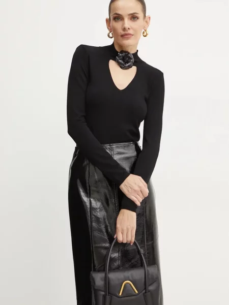 Simona Corsellini pulover femei light cu turtleneck negru