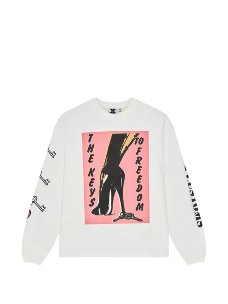 Lung tricou Deus Ex Machina cu imagine alb
