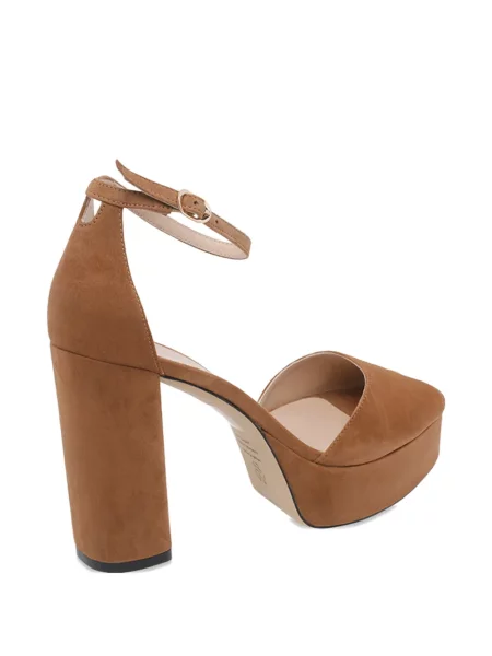 Pantofi cu toc Stuart Weitzman cu platformă cu baretă pe gleznă cu bretele maro