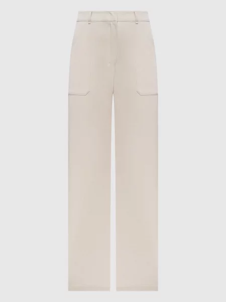 Брюки Max Mara с вышивкой бежевые
