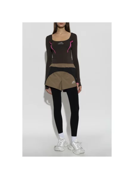 Lniane szorty Balenciaga z logo czarne