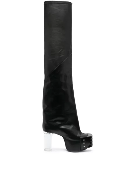 Botine Rick Owens din piele cu platformă evazate negru