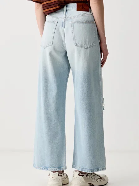 Calvin Klein Jeans jeansy wide leg niebieskie