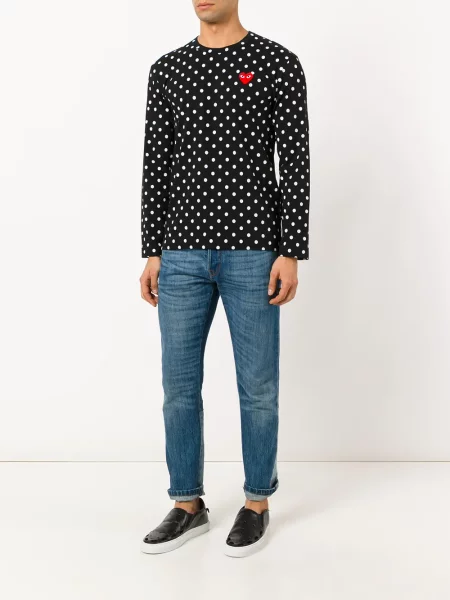 Taškuotas raštuotas marškinėliai Comme Des Garçons Play juoda