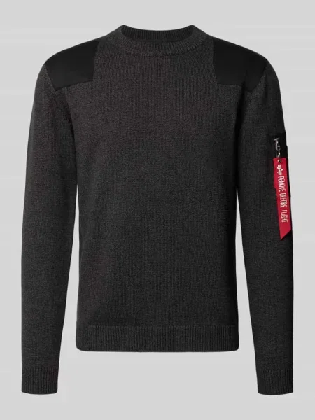 Sweter z dzianiny o kroju slim fit z czystej bawełny Alpha Industries czarny