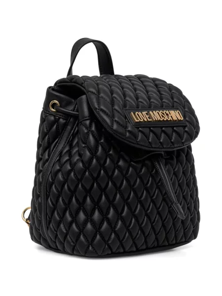 Prošívaný batoh Love Moschino s autogramem černý