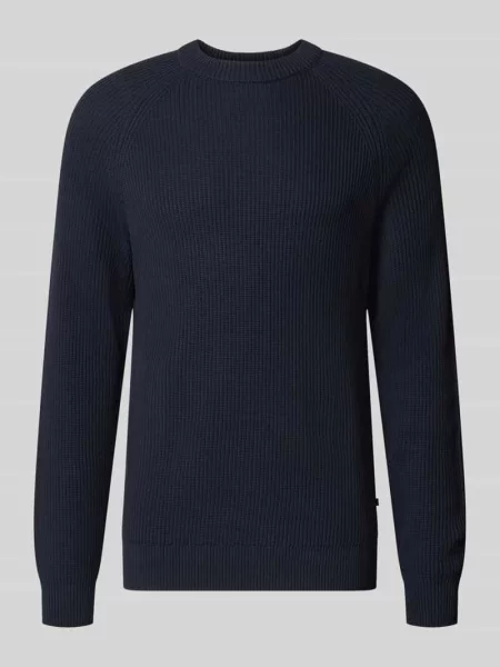 Sweter o kroju regular fit z czystej bawełny model Hellson' Matinique granatowy