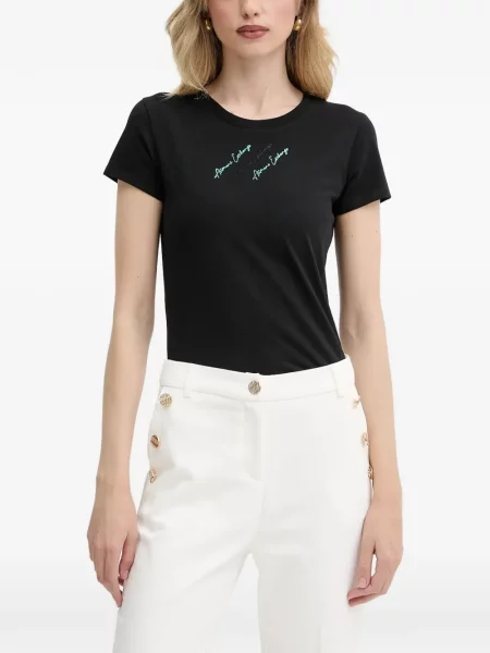 Tricou Armani Exchange cu autograf negru