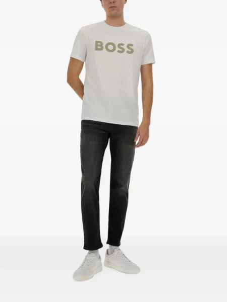 Tricou Boss cu imagine alb