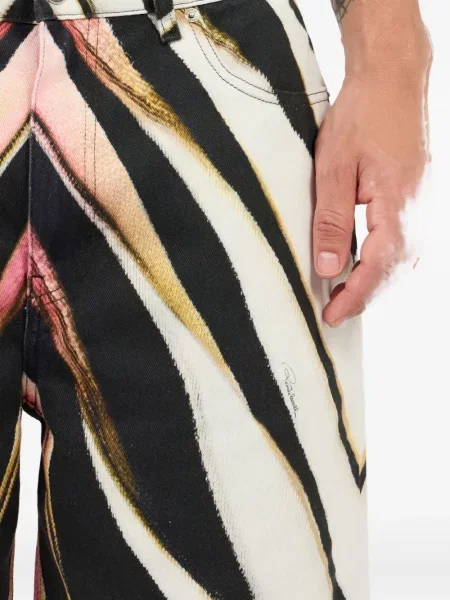 Džínové šortky Roberto Cavalli s potiskem se zebřím vzorem černé