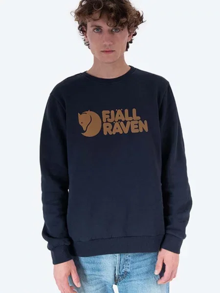 Fjallraven hanorac de Logo Sweater bărbați marin cu imprimeu albastru