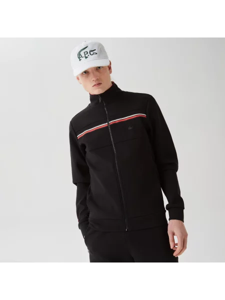 Lacoste Bluza Z Zamkiem Z Nadrukiem Slim Fit czarna