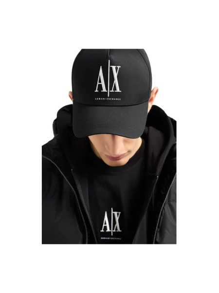 Kapelusz Armani Exchange z logo czarny