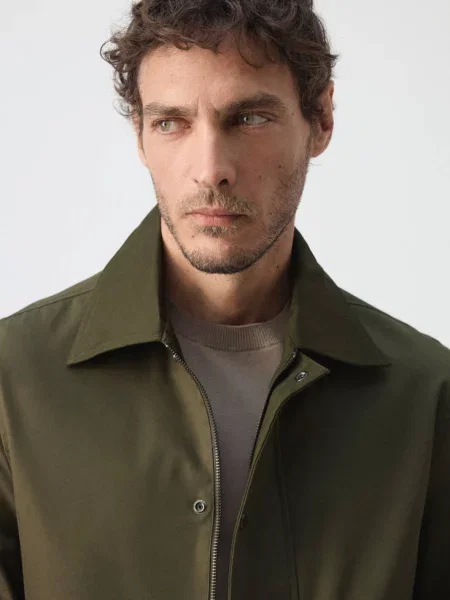 Kurtka z mieszanki bawełny water-repellent khaki Mężczyzna S MANGO MAN