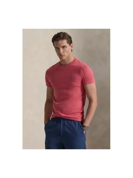 Polo Ralph Lauren Koszulki Mężczyzna XL Koszulka Custom Slim Fit Crewneck czerwony