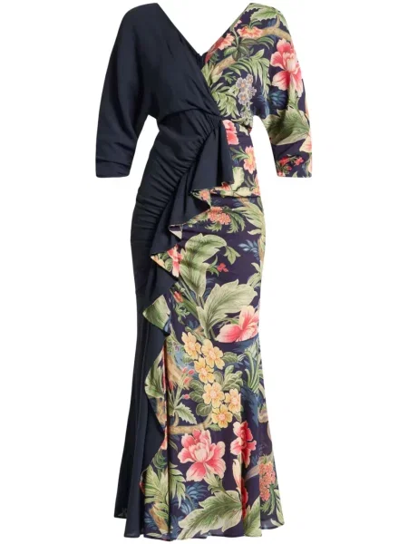 Rochie Etro cu model floral cu imagine de costum albastru